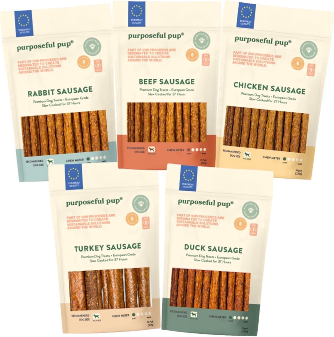 Purposeful Pup, Sausage Dog Treat Bundle - 5 Packs Natural Premium European Quality