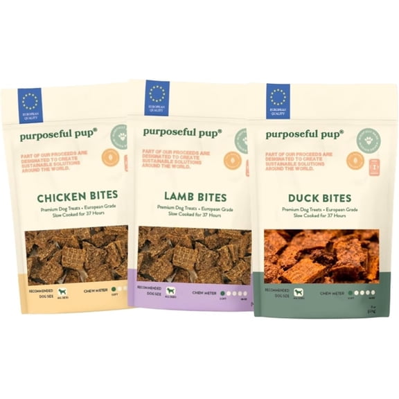 Purposeful Pup, Trio Bite-size Dog Treat Bundle - 3 Packs Premium European Quality