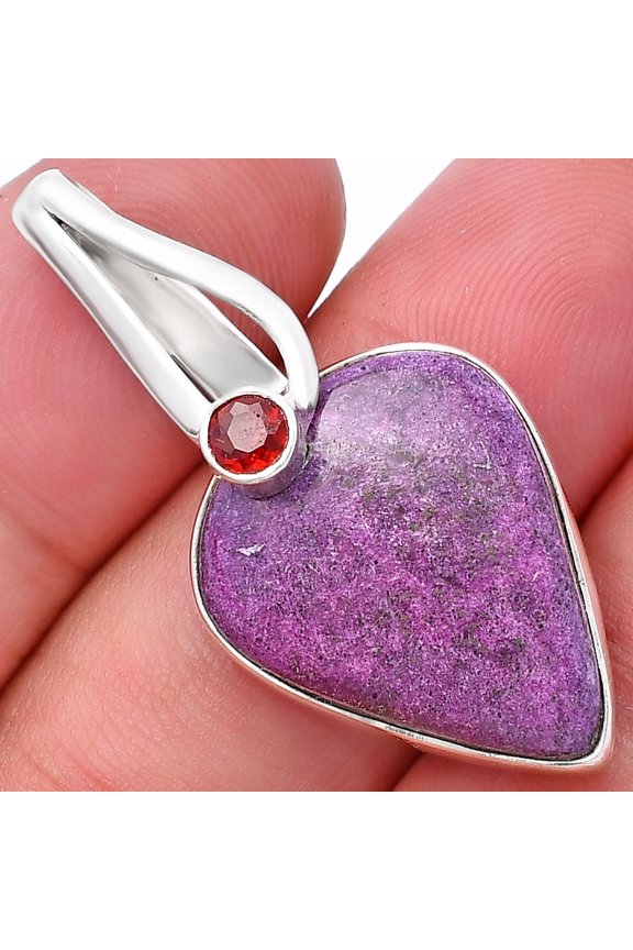 Purpurite - South Africa & Garnet 925 Sterling Silver Pendant Jewelry P-1251 SDP144292