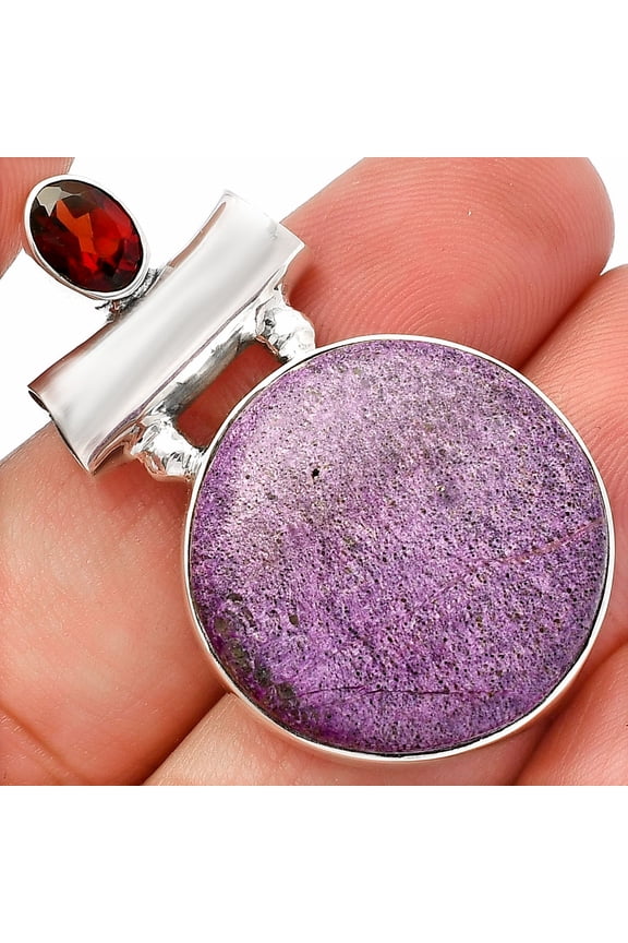 Purpurite - South Africa & Garnet 925 Sterling Silver Pendant Jewelry P-1279 SDP147181