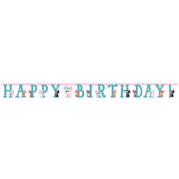 Purr-Fect Kitty Cat Party Happy Birthday Banner - 1 per pack - Party Supplies