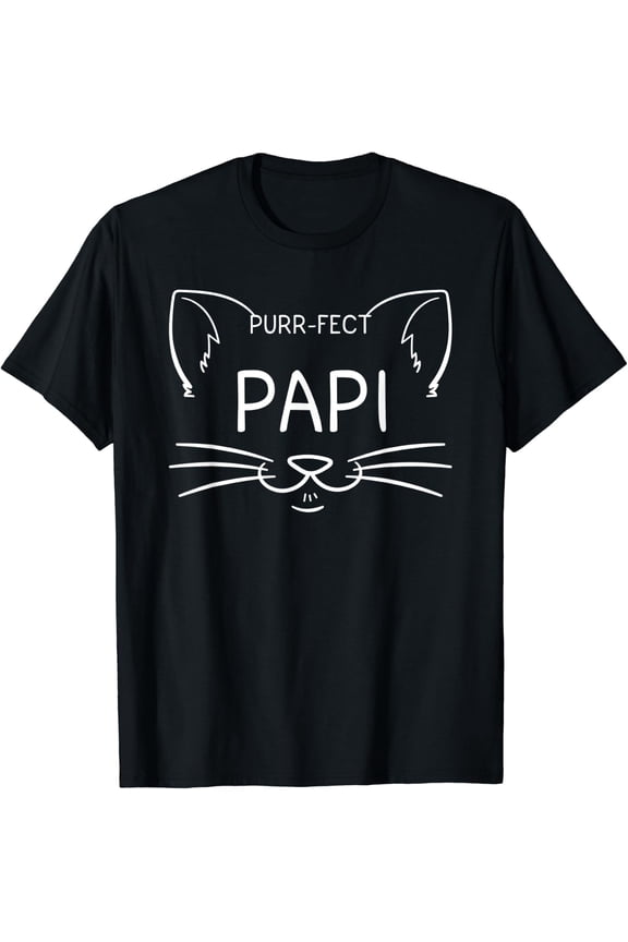 Purr-Fect Papi Cat Lover Daddy Dad Father Kitten Owner T-Shirt Size S-5XL