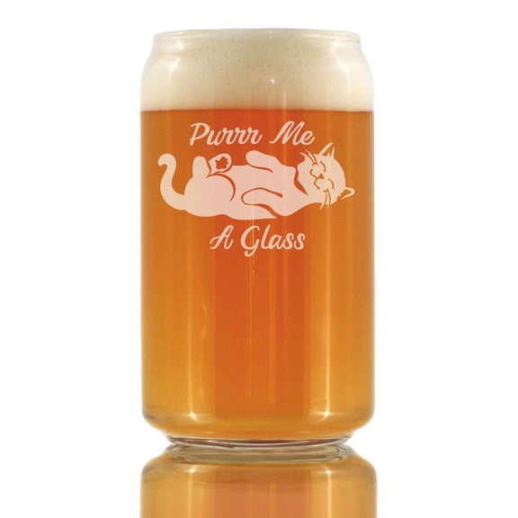 Bevvee Beer Can Pint Glass 16 oz Purr Me A Glass Cat Lover Beer Enthusiast Gifts Beer Glasses