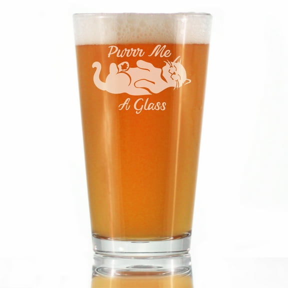 Bevvee Pint Glass 16 oz Purr Me A Glass Cat Lover Beer Enthusiast Gifts Beer Glasses