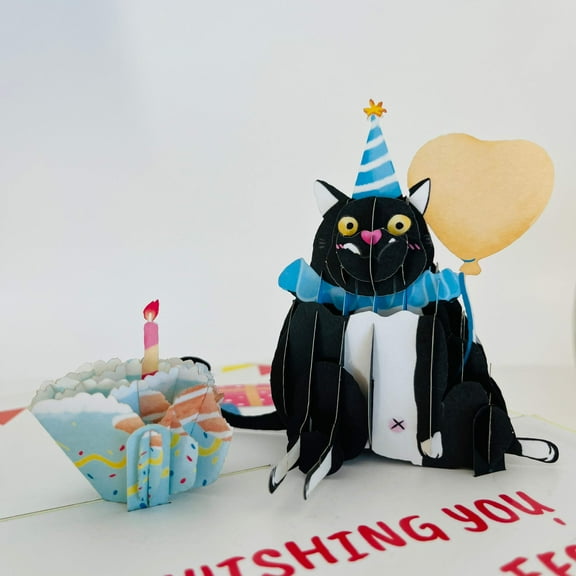 Purr-fectly Sweet WOWPOP CARD - 3D Pop Up Card for Birthday, Travel Gift, Handmade Laser Cut Greeting Card, Greeting Card for all Occasions, Congratulations, Birthday, Thank you, Baby