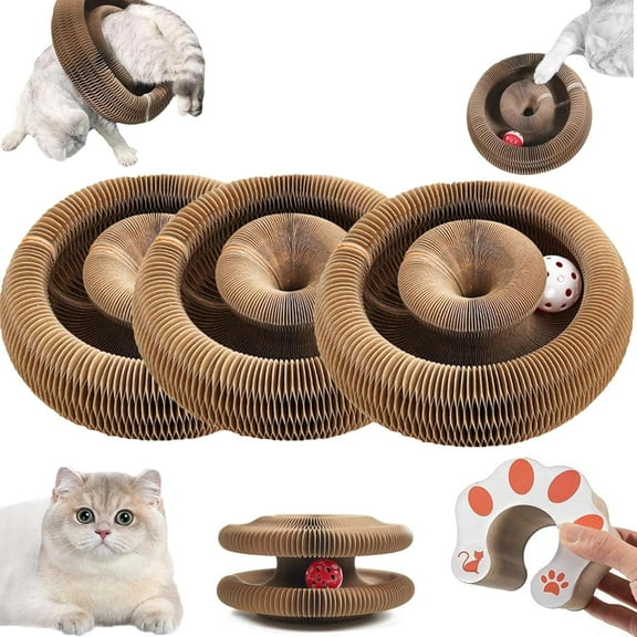 Purrcavern Cat Toy, Twisty Paws Cat Toy, Twisty Paws Interactive Cats Scratching Cardboard, Foldable 2-in-1 Twisty Cat Scratcher with Bell-Ball & Track Adventure, for Indoor Cats (3pcs)