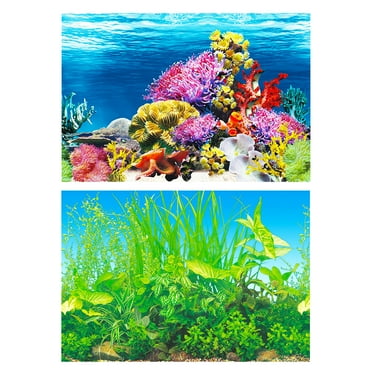 Purrfect Aquarium Background Poster Ocean Self-adhesive Fish Tank Backdrop Sticker Decor