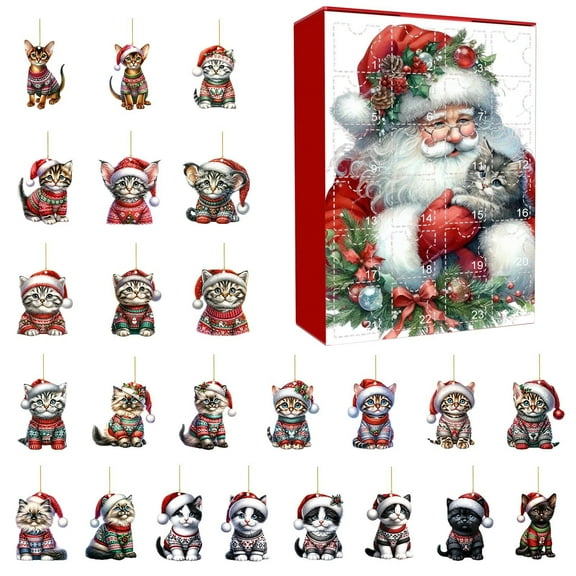 Purrfect Christmas Countdown! 24 Cute Cat Acrylic 2D Charms Surprise Blind Food Advent Calendars 2024 Advent Calendar Bracelet Stone Advent Calendar 2024 Advent Calendar 2024 Kids Tea Advent Calendar