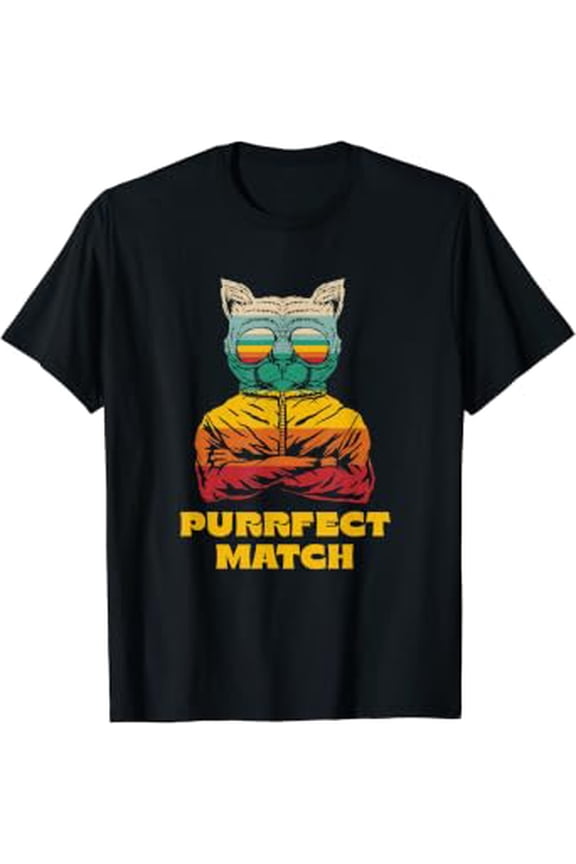 Purrfect Match Cat Mom Couples Cat Dad Lovers Anniversary T-Shirt