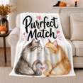 thumbnail image 1 of Purrfect Match Cats Tails Heart Watercolor, Dramatic Pet Portrait Pattern, Warm Flannel Blanket for Living Room and Bedroom, Cat Lovers Just Because Gift, Pet Lover Home Decor, 1 of 7