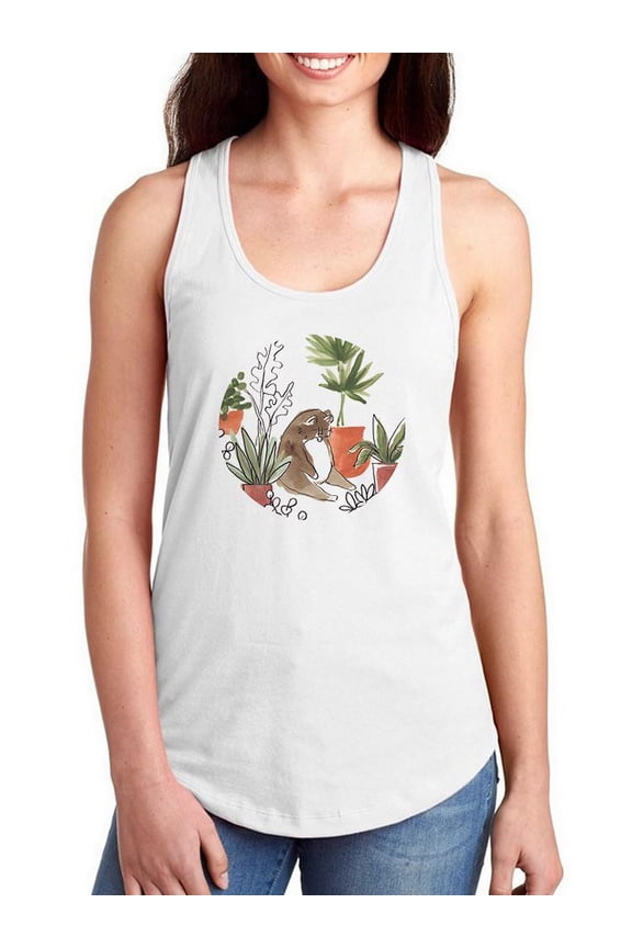Purrfect Plants Collection C. Racerback Tank Women -June Erica Vess Designs, Female Large