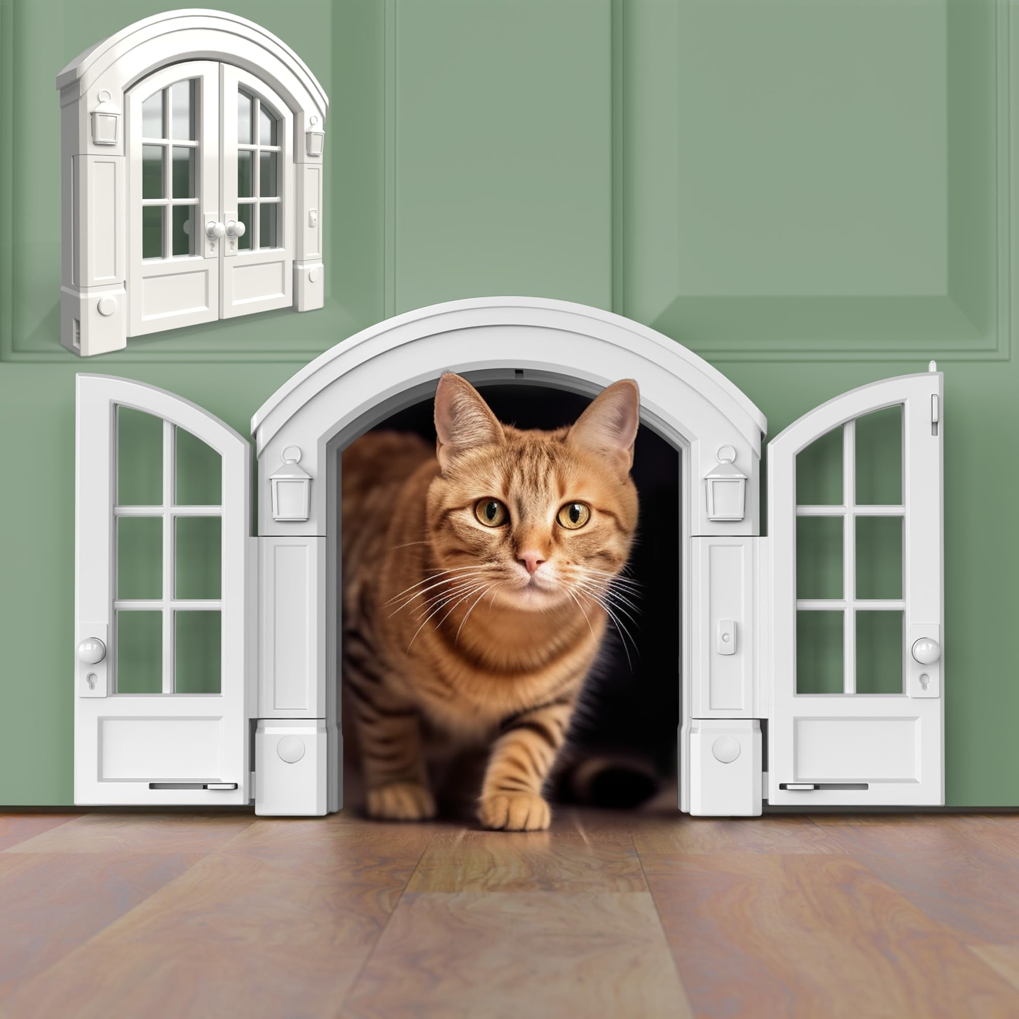 Purrfect Portal French Cat Door - Stylish No-Flap Cat Door Interior ...