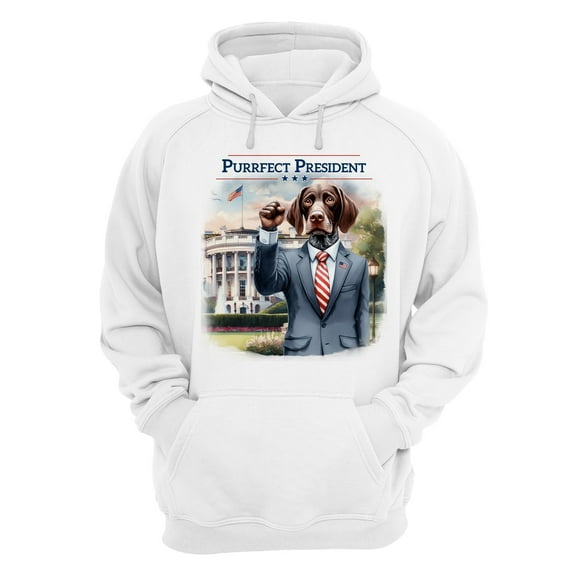 Purrfect President German Shorthaired Pointer Raise Fist Fight Survived Election 2024 Hoodie Unisex Merch Hoodies GSP Lover Dog Gift - 00013