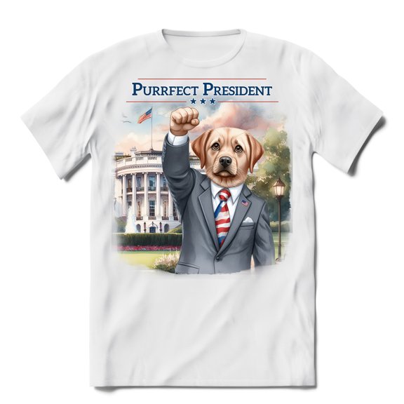 Purrfect President Labrador Retriever Raise Fist Fight Survived Election 2024 Shirt T-shirt Unisex Merch Lab Dog Lover Gifts - 00013