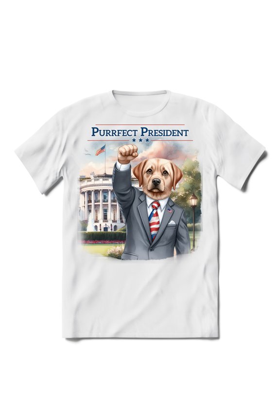 Purrfect President Labrador Retriever Raise Fist Fight Survived Election 2024 Shirt T-shirt Unisex Merch Lab Dog Lover Gifts - 00013