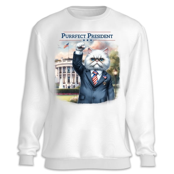 Purrfect President Persian Raise Fist Fight Survived Election 2024 Sweatshirt Unisex Merch Cat Lover Kitten Owner Gifts - 00013