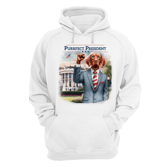 Purrfect President Vizsla Raise Fist Fight Survived Election 2024 Hoodie Unisex Merch Hoodies Vizslas Dog Lover Gifts Idea - 00013