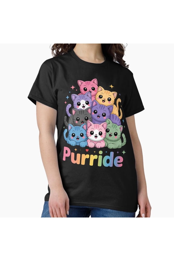 Purride Cat Pride Ally LGBT Rainbow Feline Theme Unisex T-Shirt, up to size 5XL