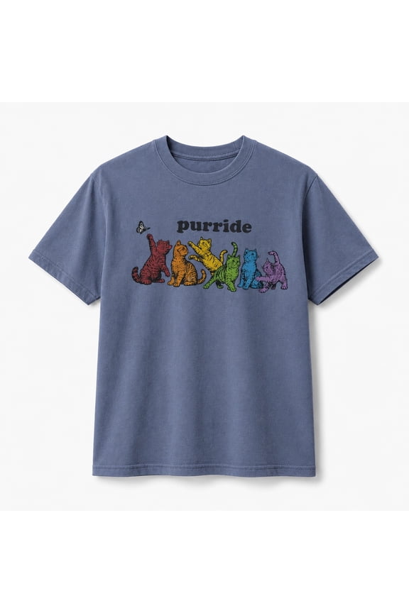 Purride Cat Pride Graphic Comfort Colors T-Shirt, Garment-Dyed Cotton Unisex Tee