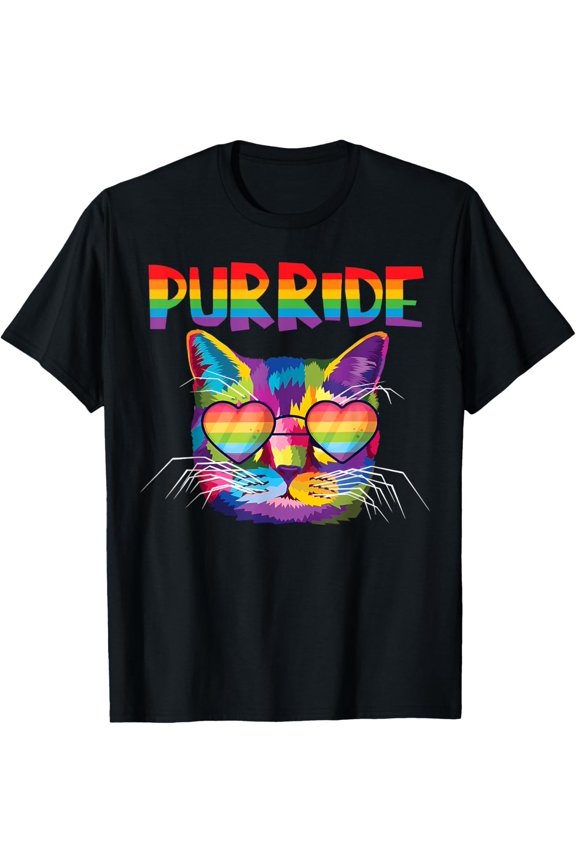 Purride Cat Rainbow Month Ally Men Women Version Three T-Shirt