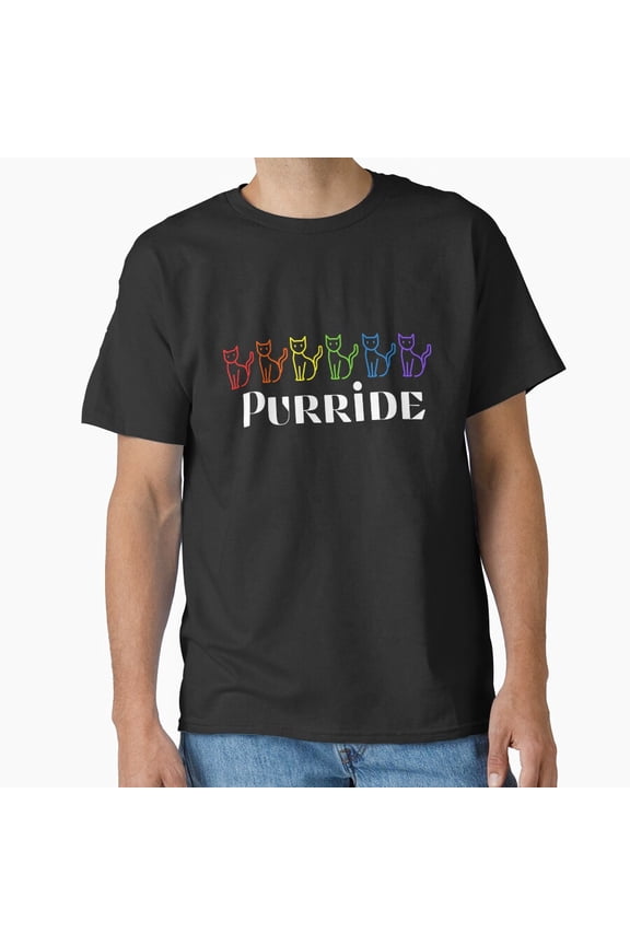 Purride Cats Rainbow Feline Pride Colorful Theme Unisex T-Shirt, up to size 5XL