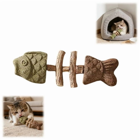 Purrident - Fix Cat Dental Health, Natural Dental Chew for Cats, Fishbone Shape Cat Teething, Cat Chew with Catnip, Durable Feline Tooth Care Tool (1pc)