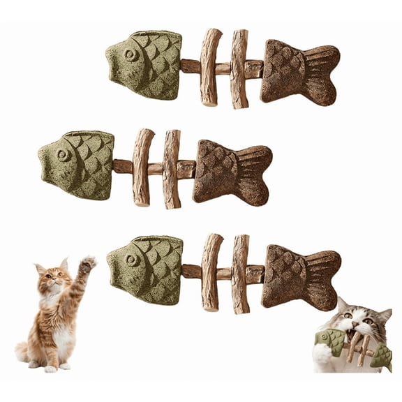 Purrident - Fix Cat Dental Health, Natural Dental Chew for Cats, Fishbone Shape Cat Teething, Cat Chew with Catnip, Durable Feline Tooth Care Tool - 3Pcs(A)