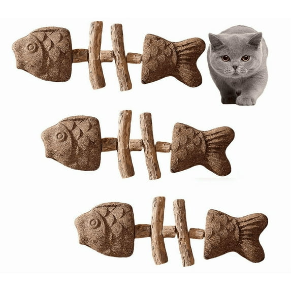 Purrident - Fix Cat Dental Health, Natural Dental Chew for Cats, Fishbone Shape Cat Teething Toy with Catnip, Durable Feline Tooth Care Tool for Indoor & Adult Cats - 3Pcs(B)