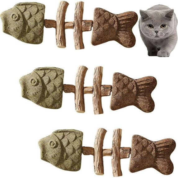 Purrident - Fix Your Cat’s Dental Health,2026 Natural Dental Chew Toy for Cats, Fishbone Shape with Catnip & Silvervine, Durable Feline Tooth Care Tool, Multi-Flavor Options (3PCS-A)