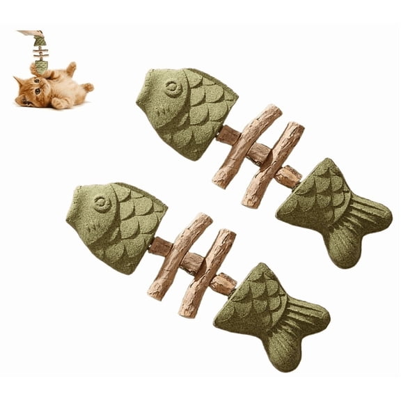 Purrident - Fix Your Cat's Dental Health, Creative Fish Bone Cat Toy – Wooden Catnip Teeth Cleaning Stick, Natural Fishbone Cat Dental Toy, Durable Feline Tooth Care Tool - 2Pcs(C)