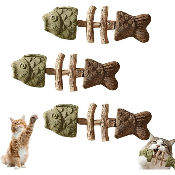 Purrident - Fix Your Cat’s Dental Health, Natural Dental Chew Toy for Cats, Fishbone Shape with Catnip & Silvervine, Durable Feline Tooth Care Tool, Multi-Flavor Options (3PCS-C)