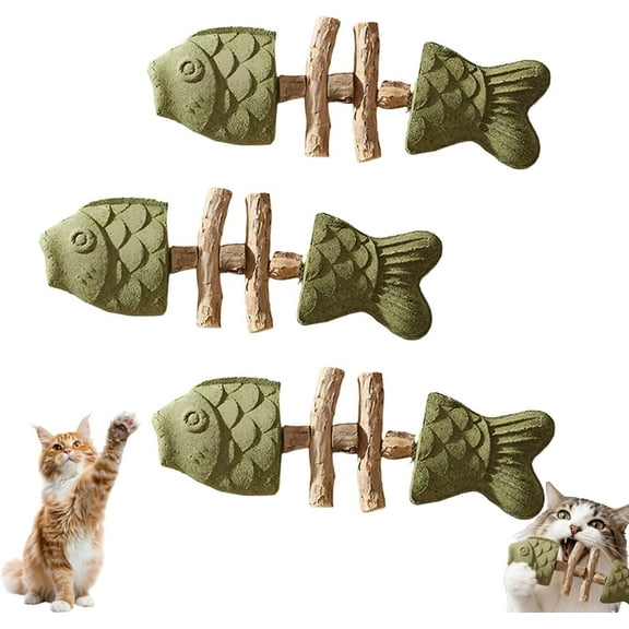 Purrident - Fix Your Cat’s Dental Health, Natural Dental Chew Toy for Cats, Fishbone Shape with Catnip & Silvervine, Durable Feline Tooth Care Tool, Multi-Flavor Options