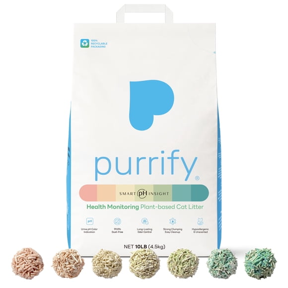 Purrify Smart Health Monitoring Cat Litter – Color-Changing, Fast Clumping, Odor Control, Low Dust – 10 lb