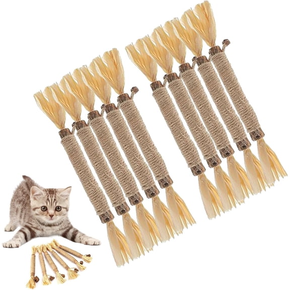 Purriq Natural Silvervine Dental Sticks, Puriq Comfora Pure Silvervine Dental Sticks for Cats, 5/10/15/20PCS Cat Chew Toy for Teeth Cleaning Interactive Chew Sticks for Indoor Cats& Kittens (10Pcs)