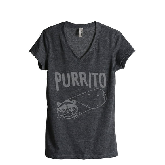 Purrito Women's Fashion Relaxed V-Neck T-Shirt Tee Charcoal Grey 2X-Large