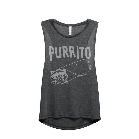 Purrito Women's Fashion Sleeveless Muscle Workout Yoga Tank Top Charcoal Grey 2X-Large