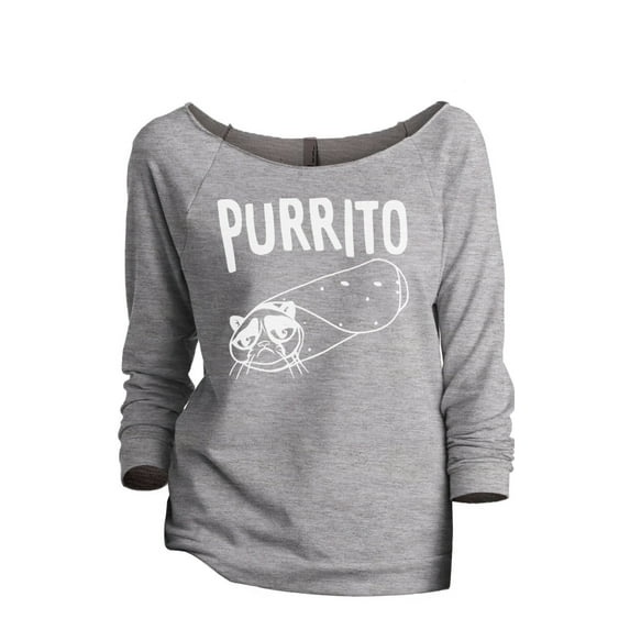Purrito Women's Fashion Slouchy 3/4 Sleeves Raglan Lightweight Sweatshirt Sport Grey Large