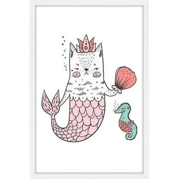 "Purrmaid 02" Framed Painting Print