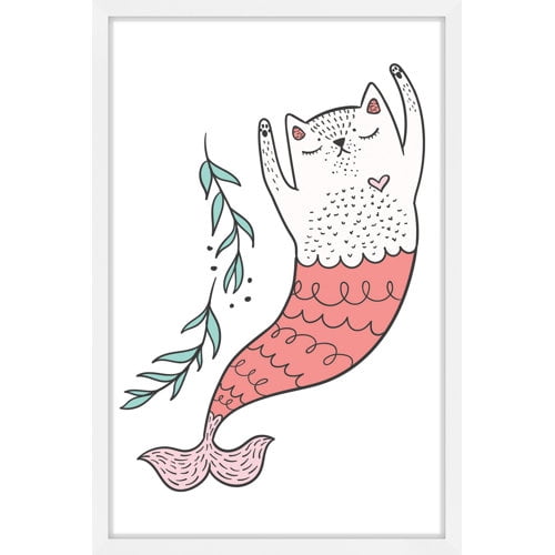 "Purrmaid 03" Framed Painting Print