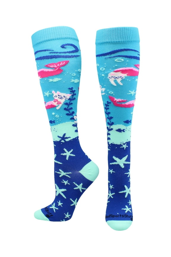 Purrmaid Over the Calf Socks (Turquoise, Large)
