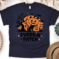 thumbnail image 1 of Purrrkin Patch Cat T-Shirt for Adults, Funny Pumpkin Kitty Graphic Tee, Navy, Size S, 1 of 6