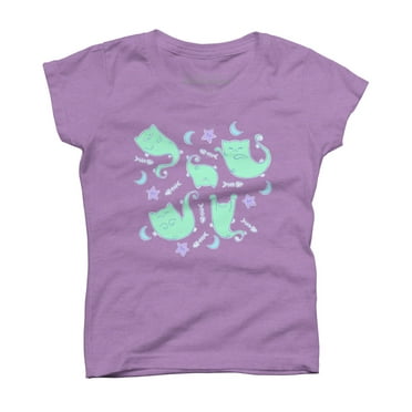 Purrrring Poltergeist Girls Purple Berry Graphic Tee - Design By Humans  L