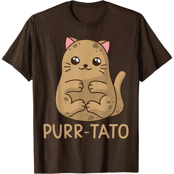 Purrtato Cat Potato Cat Lover Idaho Potatoes Unisex T-Shirt for Men Women Kids Toddler,Dark Chocolate Color,Size YL