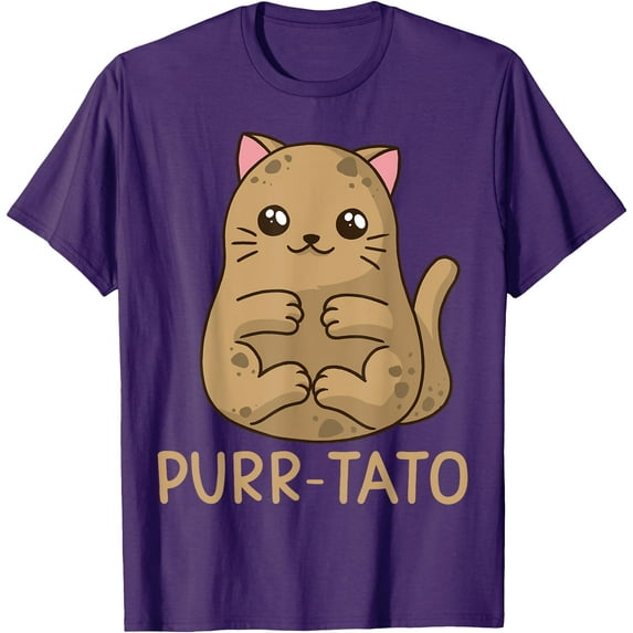 Purrtato Cat Potato Cat Lover Idaho Potatoes Unisex T-Shirt for Men Women Kids Toddler,Purple Color,Size M
