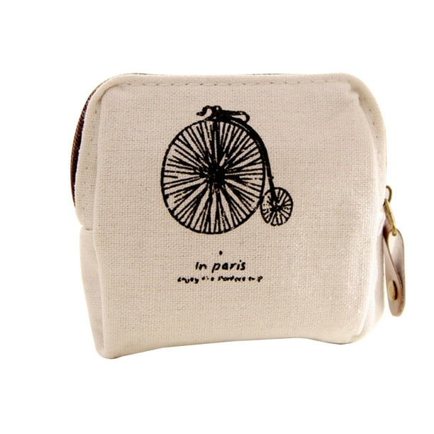Purse Bag Coin Pouch Small Cosmetic Zipper Money Holder Wallet Key Cards Credit Vintage Canvas Change Retro Portable