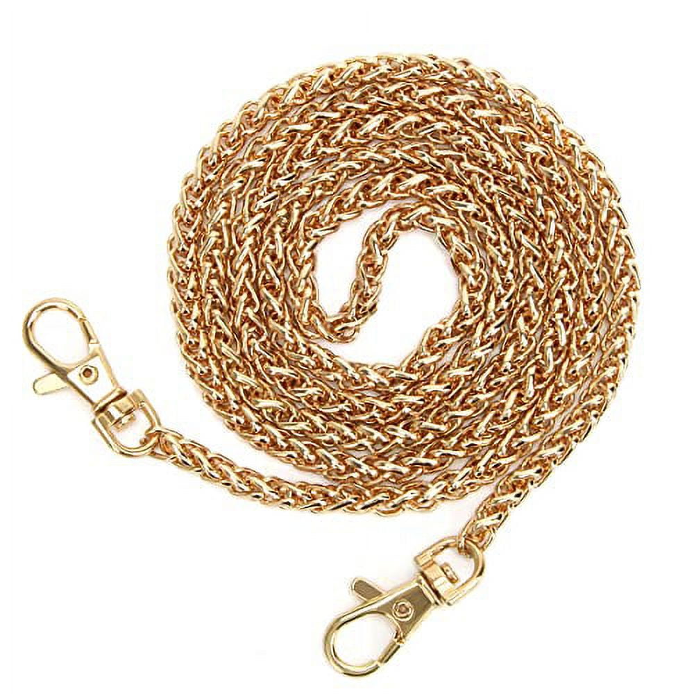 LOVLLE 4 Packs Gold Purse Chain Strap Flat Iron Chains with Metal Buckles  for Replacement Shoulder Handbag Crossbody Bag Clutch (15.7'', 23.6'',  35.4'', 47.2 '')