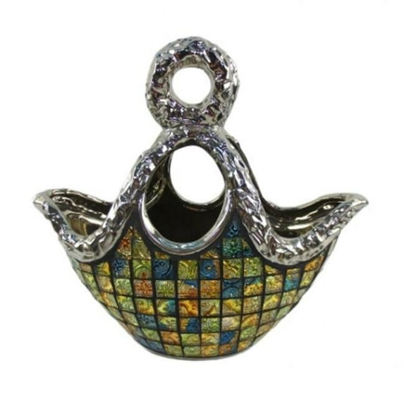 Purse Decorative Ceramic & Glass Flower Vase - 14.5 x 5.5 x 9 in.