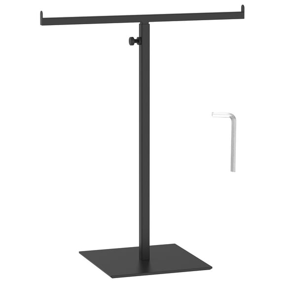 Purse Display Stand T-Shaped Metal Adjustable Handbag Rack Tabletop Double Hook Hanging Stands for Long Necklaces
