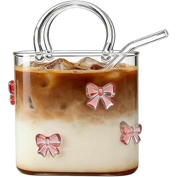 Purse Drinking Glass, 720ml Cup with Straw for Juice Cocktail Party