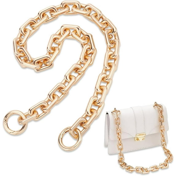 Purse Handle Chain 24 Inch Bag Short Chain Replacement Gold Handbag Chain Shoulder Strap Clutches Bag Handle DIY Craft Bag Making Accessory for Shoulder Bag Underarm Bags Purse